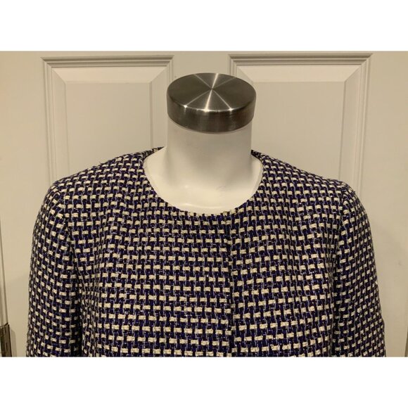 J. Crew Purple & White Tweed Jacket W/ Front Pockets, Size 8 - Picture 2 of 9